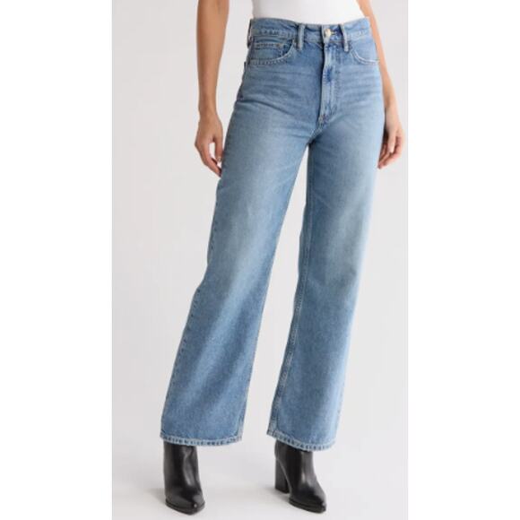 AllSaints Women's Size 29 Relaxed Fit Medium Wash High Rise Wide Leg Denim Jeans - Picture 1 of 10